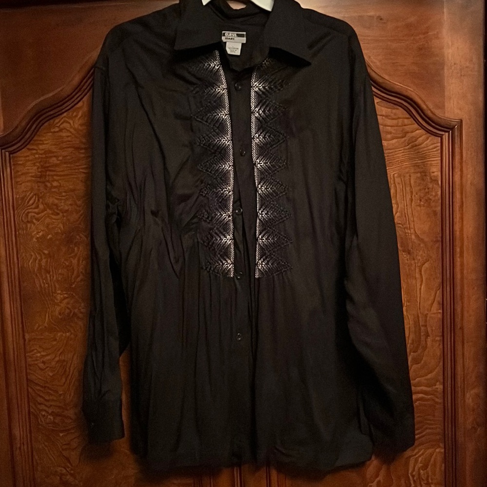 Black Guess Jean Dress Shirt Large